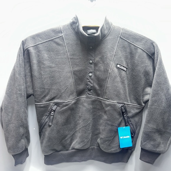 Columbia Jackets & Blazers - Columbia Mens Fleece Pullover Snap Mock Neck Charcoal Gray Large NWT